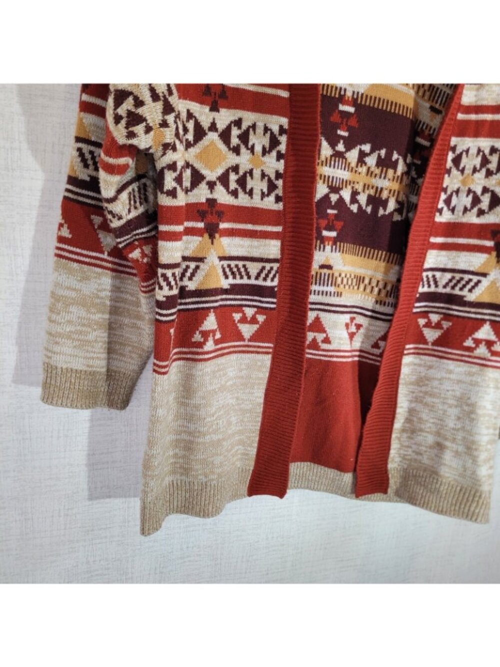 Wrangler Retro Cardigan Womens M Red Open Sweater Knit Western Aztec Southwest - Picture 7 of 8
